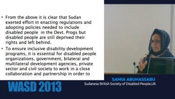 Including Disabled People in the Development Agenda: the Case of Sudan – SAMIA ABUHASSABU